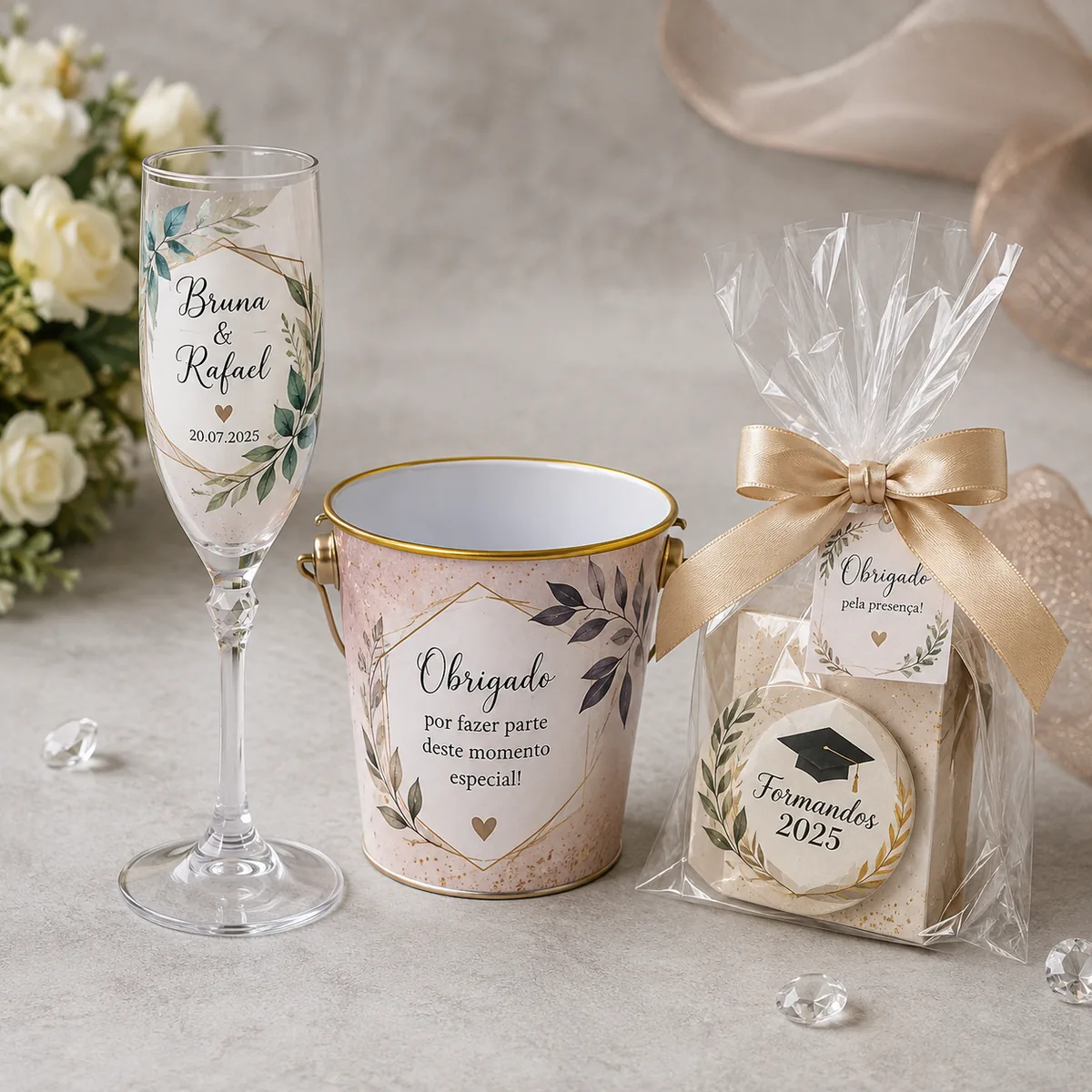 Taças, kits e lembrancinhas personalizadas para eventos