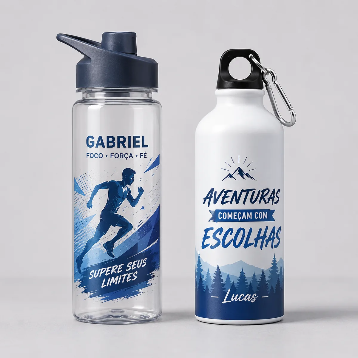 Garrafas e squeezes personalizados acrílicos e de alumínio